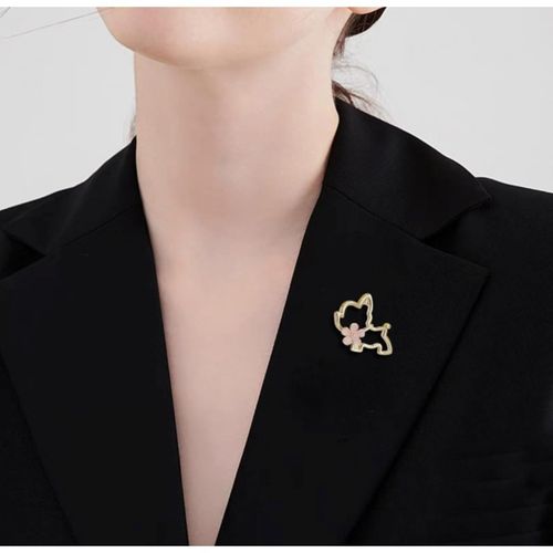 broszka ozdobna emaliowana - piesek z kwiatkiem bz210 na Arena.pl