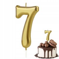 ŚWIECZKA URODZINOWA CYFERKA 7 ZŁOTA METALICZNA CYFRA NA IMPREZĘ URODZINOWĄ