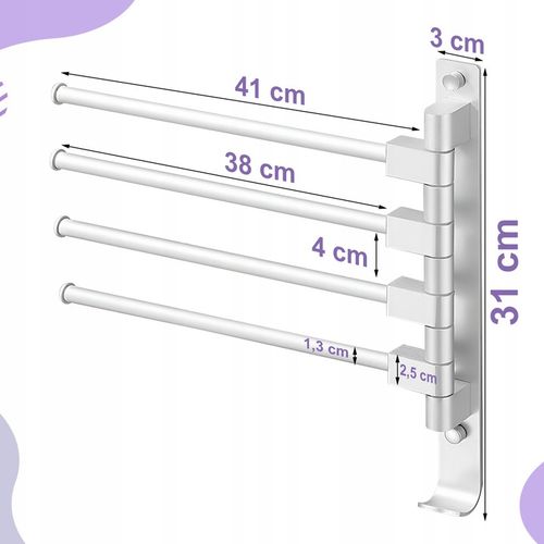 WIESZAK NA RĘCZNIKI ŁAZIENKOWY OBROTOWY ALUMINIOWY ŚCIENNY DO ŁAZIENKI na Arena.pl