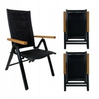 2SZT MOCNE SKŁADANE KRZESŁO OGRODOWE PREMIUM REGULACJA MADERA 2X CZARNY