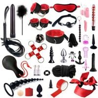 Mega Zestaw BDSM 35 Elementów Kajdanki Pejcze Wibratory Kulki Korki Analne