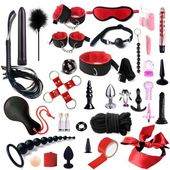 Mega Zestaw BDSM 35 Elementów Kajdanki Pejcze Wibratory Kulki Korki Analne