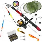Uzbrojony Gotowy Zestaw Wędkarski nad wodę siatka spławik przynęty