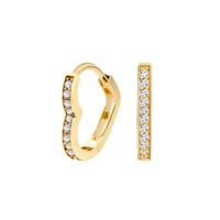 złote kolczyki serca z cyrkoniami dla dziewczynki lub kobiety - 333