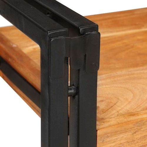 Stolik nocny 2 pcs brązowo-czarny Drewno akacjowe na Arena.pl