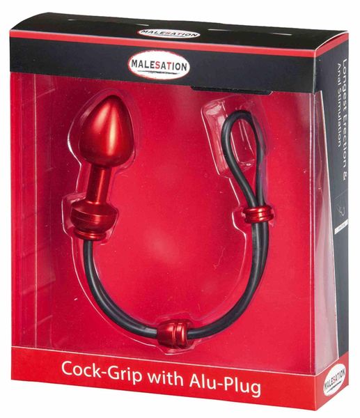 MALESATION Cock-Grip with Alu-Plug medium, red zdjęcie 3