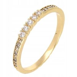 ZŁOTY PIERŚCIONEK OBRĄCZKA STAL CHIRURGICZNA PIĘĆ BRYLNCIKÓW na Arena.pl