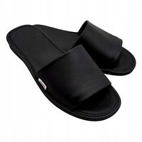 KLAPKI SKÓRZANE DAMSKIE wygodne kapcie skórzane PREMIUM CZARNE NOIR