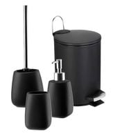 Zestaw komplet łazienkowy 4-elementowy kosz dozownik szczotka kubek czarny