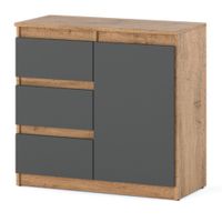 Komoda Młodzieżowa Agnes Z 3 Szufladami Nowoczesna Salon 80cm Wotan Szara