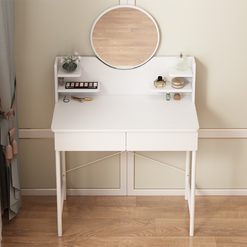 ELEGANCKA BIAŁA TOALETKA SYPIALNIANA Z LUSTREM SZUFLADAMI NOWOCZESNY LOFT na Arena.pl