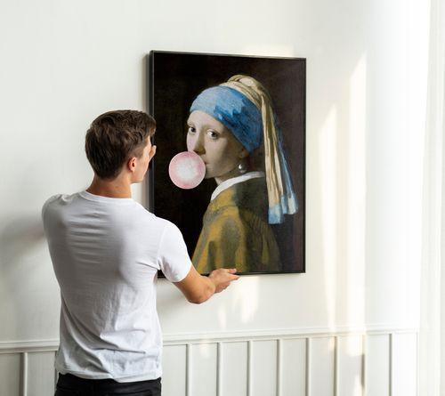 Plakat dziewczyna z balonem Vermeer 21x30 cm w czarnej ramie na Arena.pl