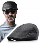 Kaszkiet męski skórzany PREMIUM ocieplany zimowy czarny Pako Jeans