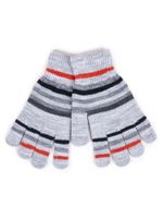 Rękawiczki chłopięce pięciopalczaste szare w paski 12 YOCLUB