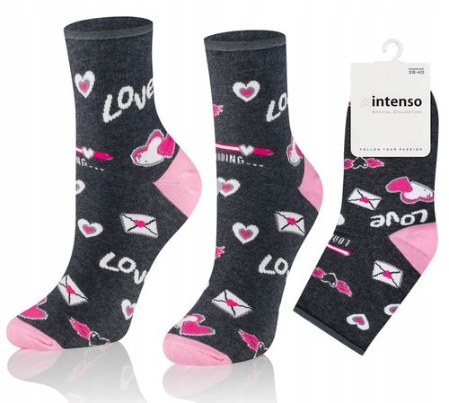 SKARPETKI DAMSKIE WALENTYNKOWE 3-PAK ZESTAW NA PREZENT DLA NIEJ WALENTYNKI na Arena.pl
