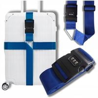 PAS DO WALIZKI ZABEZPIECZAJĄCY SPINAJĄCY BAGAŻ PODWÓJNY Z SZYFREM NIEBIESKI