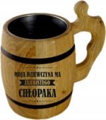 duży dębowy KUFEL do piwa z GRAWEREM napisem PREZENT DLA KOBIETY DZIEWCZYNY