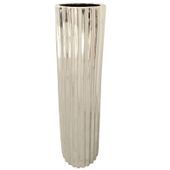 WAZON CERAMICZNY SREBRNY WYSOKI FLAKON PODŁOGOWY NA TRAWY GAŁĄZKI 60 cm