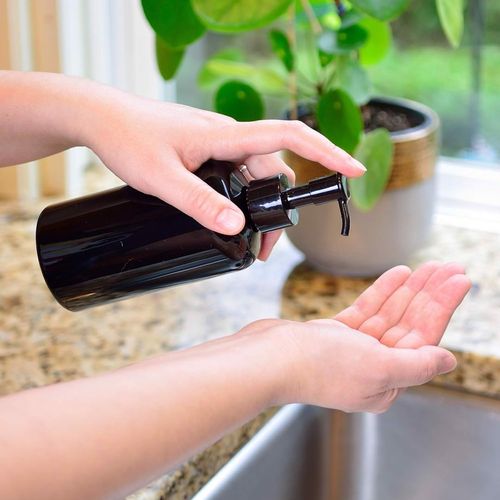 Puste butelki z pompką Dozownik 350ml Czarne 6szt na Arena.pl