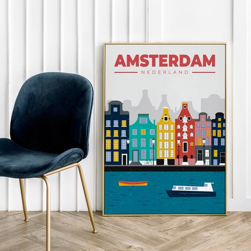 Plakat ilustracja mapa Amsterdam 40x50 cm na Arena.pl