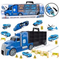 SAMOCHÓD TIR 63CM CIĘŻARÓWKA POLICJA LAWETA RESORAKI WYRZUTNIA HELIKOPTER