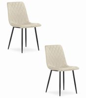Krzesło tapicerowane beżowe TURIN aksamit 2 szt. do kuchni jadalni