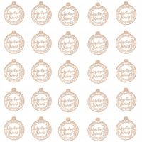 OZDOBY CHOINKOWE ŚWIĄTECZNE DREWNIANE BOMBKI Wesołych Świąt 25 szt