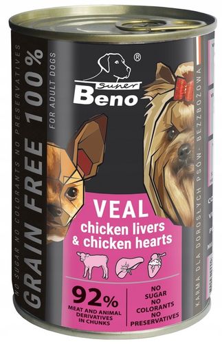 Beno Bezzbożowa Mokra Karma dla psów MIX 20x 415g Puszki dla psa 92% Mięsa na Arena.pl