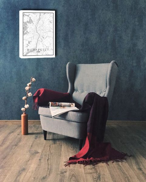 Budapeszt mapa czarno biała - obraz na płótnie 40x60 cm zdjęcie 2