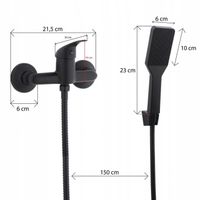 Bateria prysznicowa czarna ścienna jednouchwytowa ze słuchawką i wężem YOKA