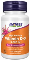 NOW Foods D-3 Witamina D3 4000 IU/100mcg 120 kapsułek żelowych D3 4000