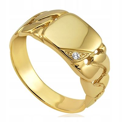 SYGNET ZŁOTY MĘSKI PANCERKA Z BRYLANTEM 585 / R28 na Arena.pl
