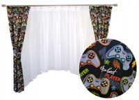 Firana zasłony KOMPLET do pokoju nastolatka GEAMINGOWY wzór PADY GRA