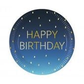 talerzyki papierowe blue happy birthday