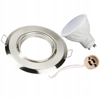 Zestaw 6x Żarówka GU10 5W Ciepła LED + Oprawa Podtynkowa Satyna Okrągła