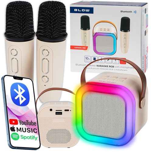 PRZENOŚNY GŁOŚNIK KARAOKE RGB 2 MIKROFONY USB SD MINI JACK BLUETOOTH ZESTAW na Arena.pl