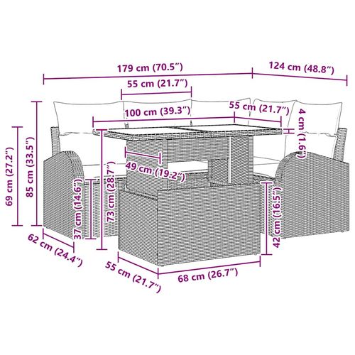 Zestaw Sof na Ogród z poduszką 5 pcs Czarny Polirattan na Arena.pl