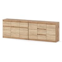 Komoda Pojemna Szafka Do Salonu 6 Szuflad 240cm Drewniana Wotan Sonoma