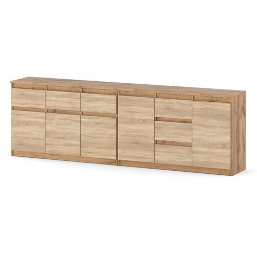 Komoda Pojemna Szafka Do Salonu 6 Szuflad 240cm Drewniana Wotan Sonoma na Arena.pl