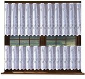 ZAZDROSTKA firana KUCHENNA Kwiatki żakardowa ŁADNA do kuchni BIEL wys 35 cm