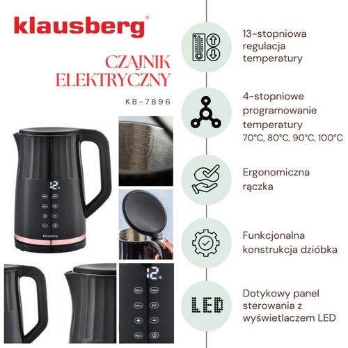 czajnik elektryczny 1,7l klausberg kb-7896 led regulacja temperatury na Arena.pl