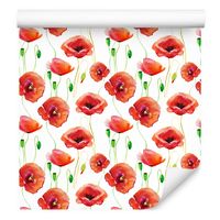 Tapeta do kuchni malowane kwiaty maki rośliny