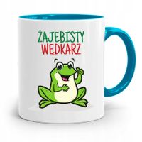 Kubek Błękitny Wędkarza Rybak Żajebisty Wędkarz Z Nadrukiem Ze Zdjęciem