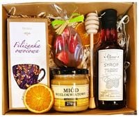 KOSZ BOX ZESTAW PREZENTOWY PREZENT MIÓD HERBATA CZEKOLADA UPOMINEK
