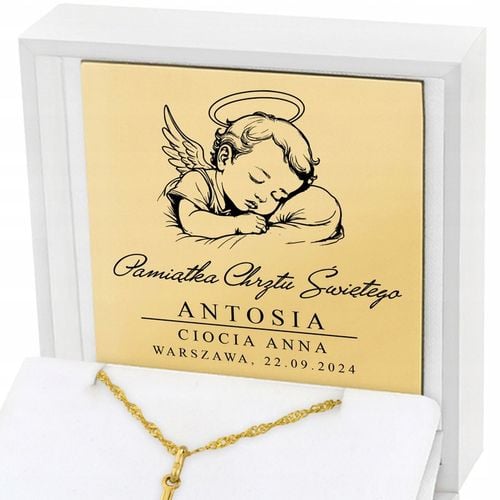 Złoty Łańcuszek Krzyżyk 585 Prezent Chrzest Pamiątka Chrztu Chłopca GRAWER na Arena.pl
