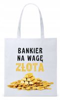 Torba Biała Eco Shopper Dla Bankiera Prezent Z Nadrukiem Ze Zdjęciem