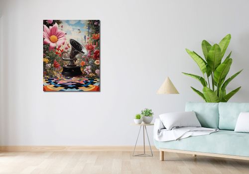 Obraz 70x90cm Gramofon w Kwiatach na Arena.pl