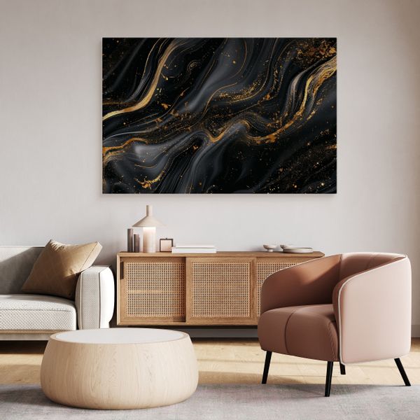 Obraz Do Sypialni Czarny Marmur Styl Glamour Abstrakcja 70cm x 50cm zdjęcie 6