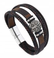 SKÓRZANA BRANSOLETKA MĘSKA RZEMYKI DRZEWO ŻYCIA