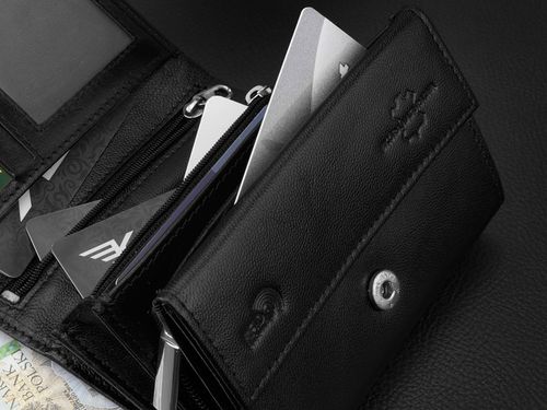 KOCHMANSKI portfel damski skórzany mały czarny na karty dokumenty pojemny na Arena.pl